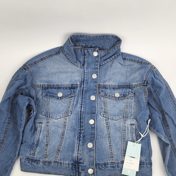 Cisono Woman's Blue Jean Jacket Zipper & Button NWT - Picture 2 of 5